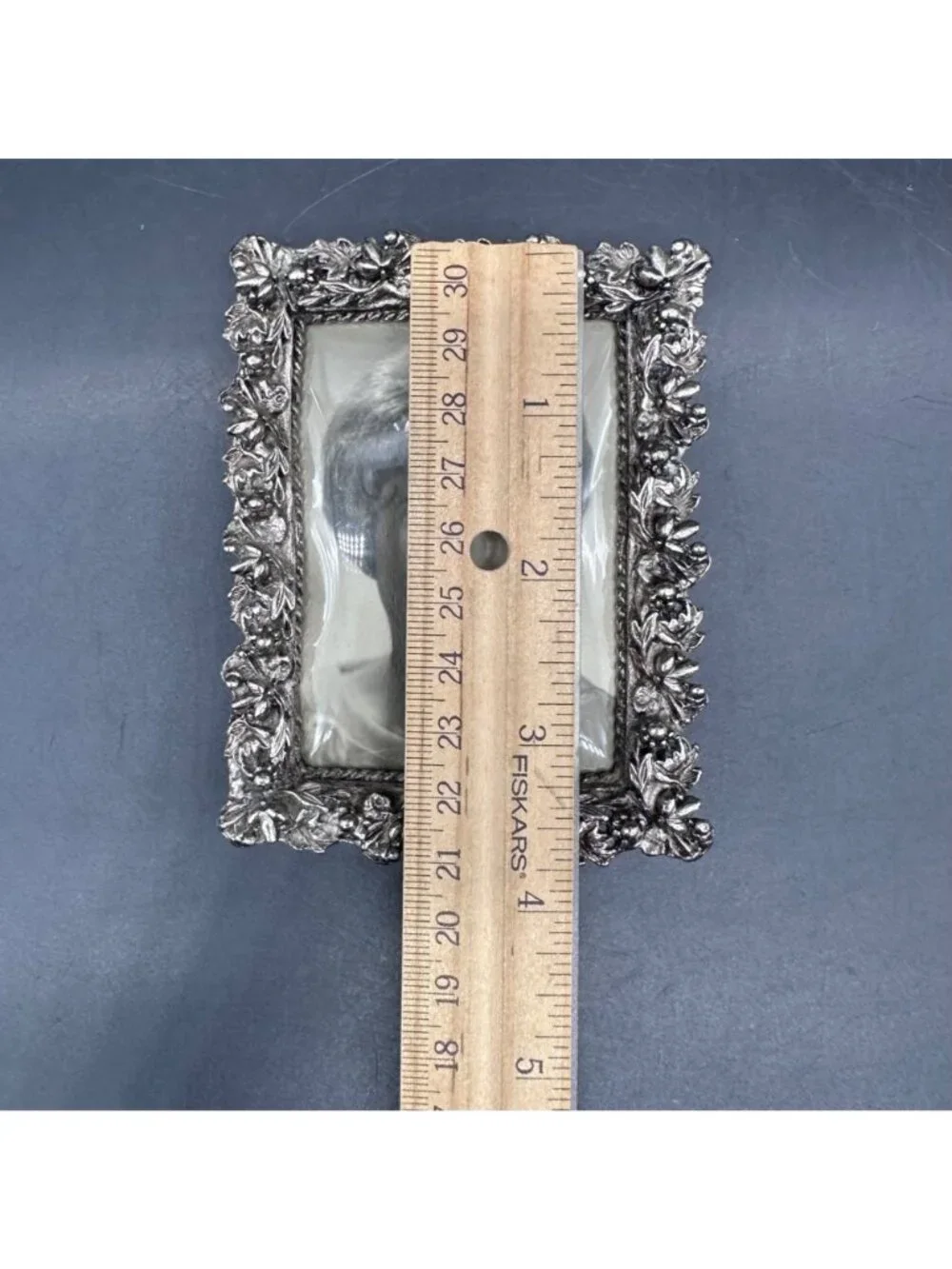Vintage Ornate Floral Photo Frame Silver Tone Retro 1960s Photo Picture Holder